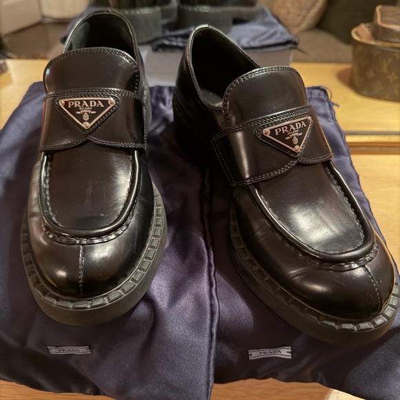 Prada Shoes - Prada Black Leather Women's Loafers